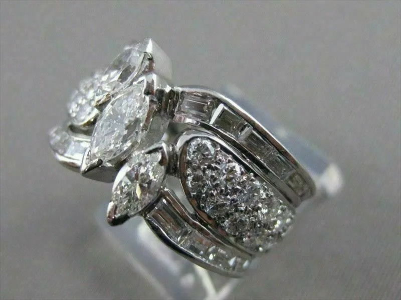 ESTATE WIDE 4.13CTW MARQUISE DIAMOND PLATINUM BAND ENGAGEMENT RING E/F VVS #2696