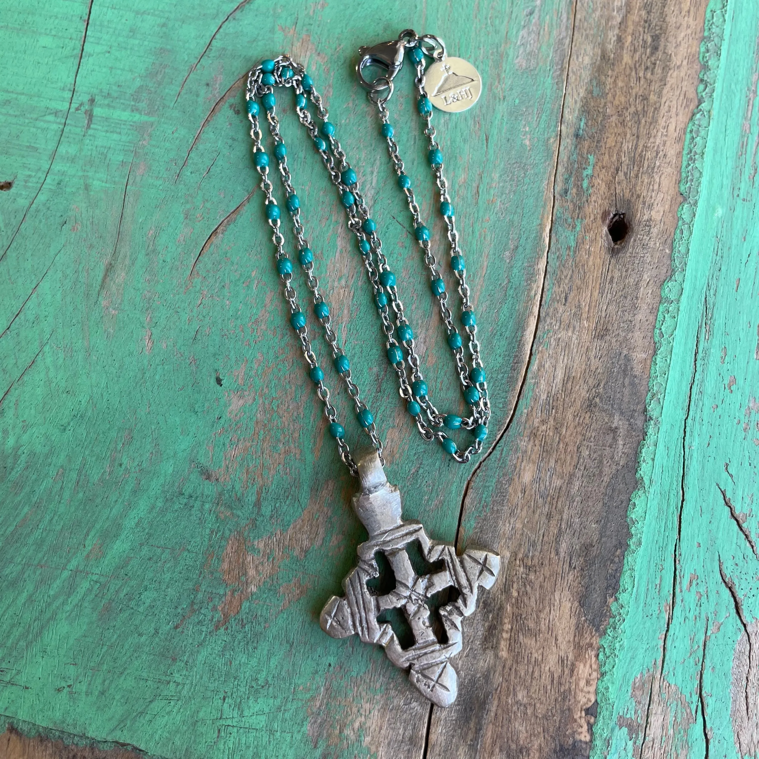 Ethiopian Cross Turquoise Necklace