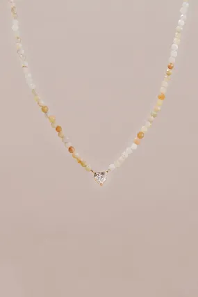 FACETS FLOATING HEART DIAMOND MULTICOLOURED AMAZONITE NECKLACE