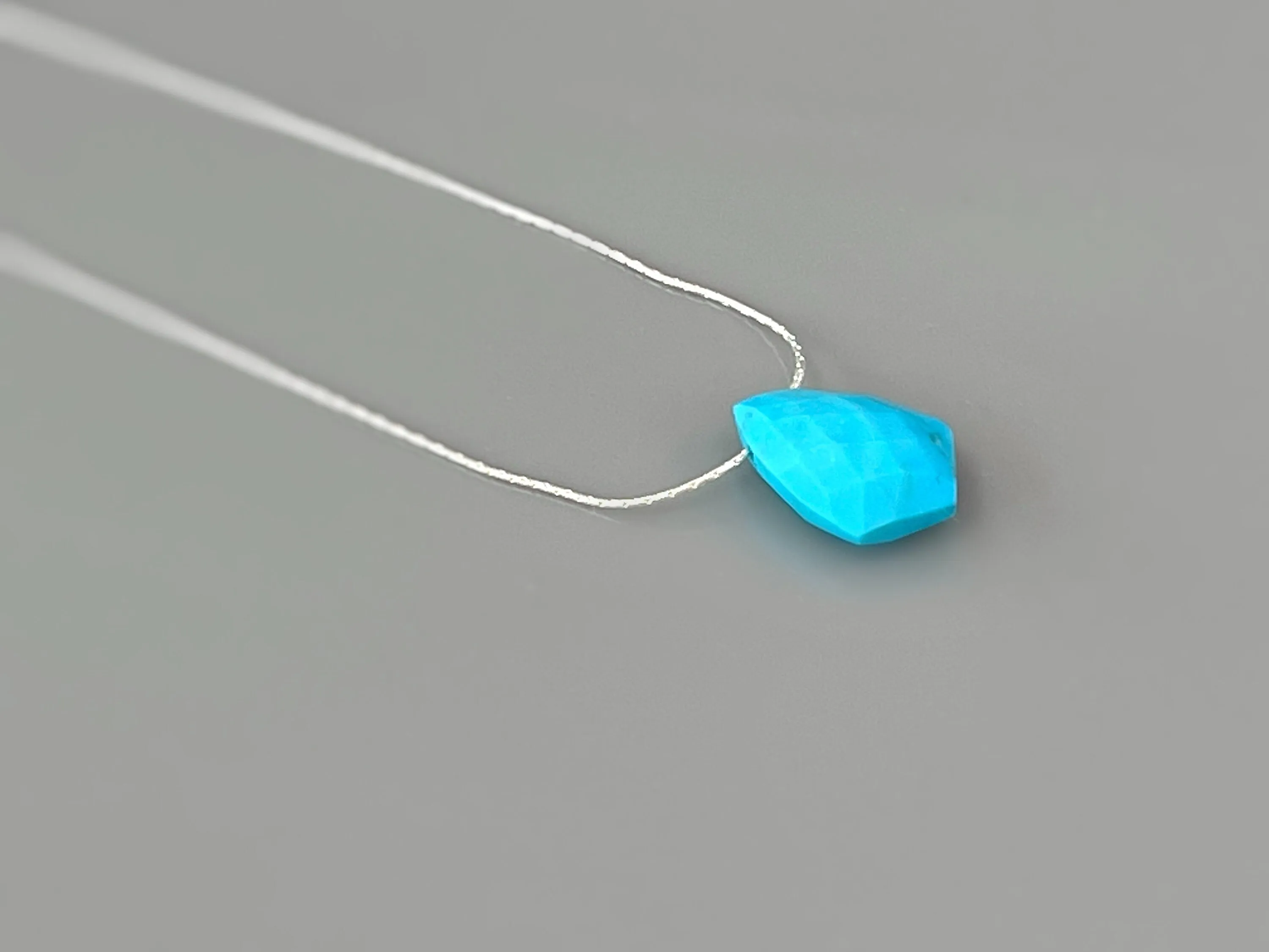 Facetted Turquoise Necklace Gold, Sterling Silver Choker