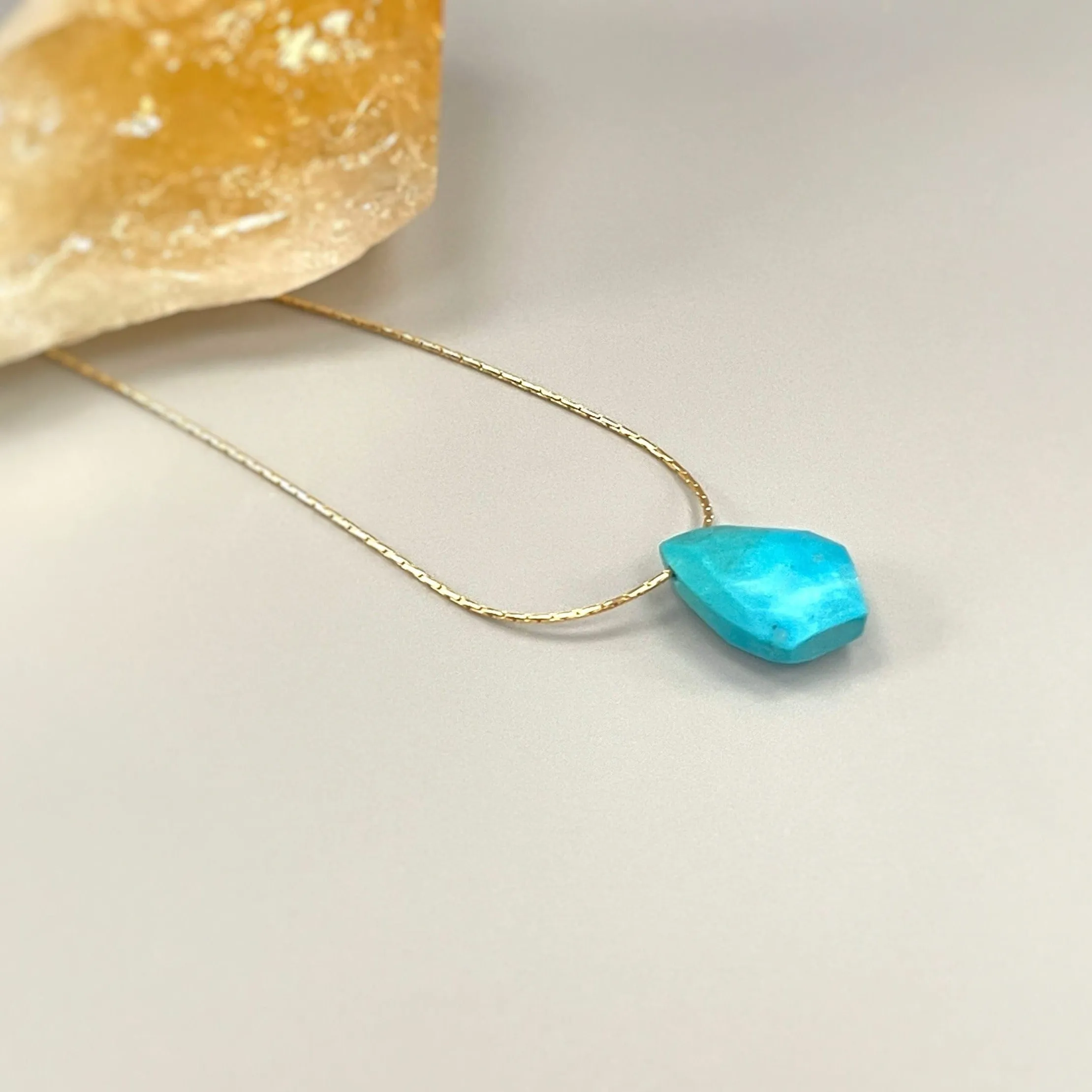 Facetted Turquoise Necklace Gold, Sterling Silver Choker