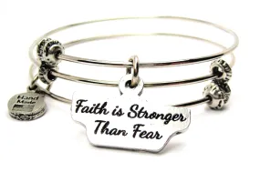 Faith Is Stronger Than Fear Triple Style Expandable Bangle Bracelet