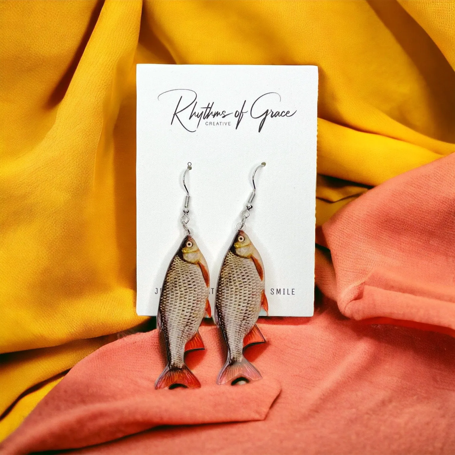 Fish Earrings - Fish Jewelry, Handmade Earrings, Handmade Jewelry, Animal Earrings, Fisherman, Fishing, Sportsman Paradise, Fishy, Fish Gift