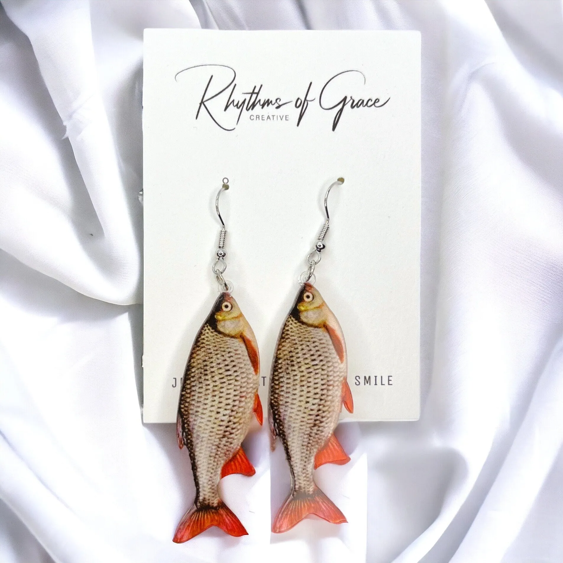 Fish Earrings - Fish Jewelry, Handmade Earrings, Handmade Jewelry, Animal Earrings, Fisherman, Fishing, Sportsman Paradise, Fishy, Fish Gift