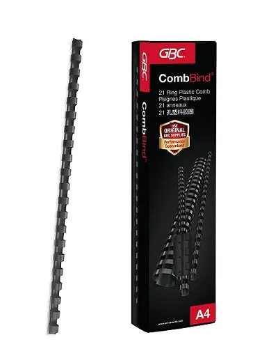 GBC BINDING COMB OVAL 21RG 38MM BLACK (SHEET CAP. 330 - 80 GSM  / BOX OF 50) 4028185