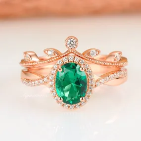 Gemma Emerald Ring Set- 14K Rose Gold Vermeil