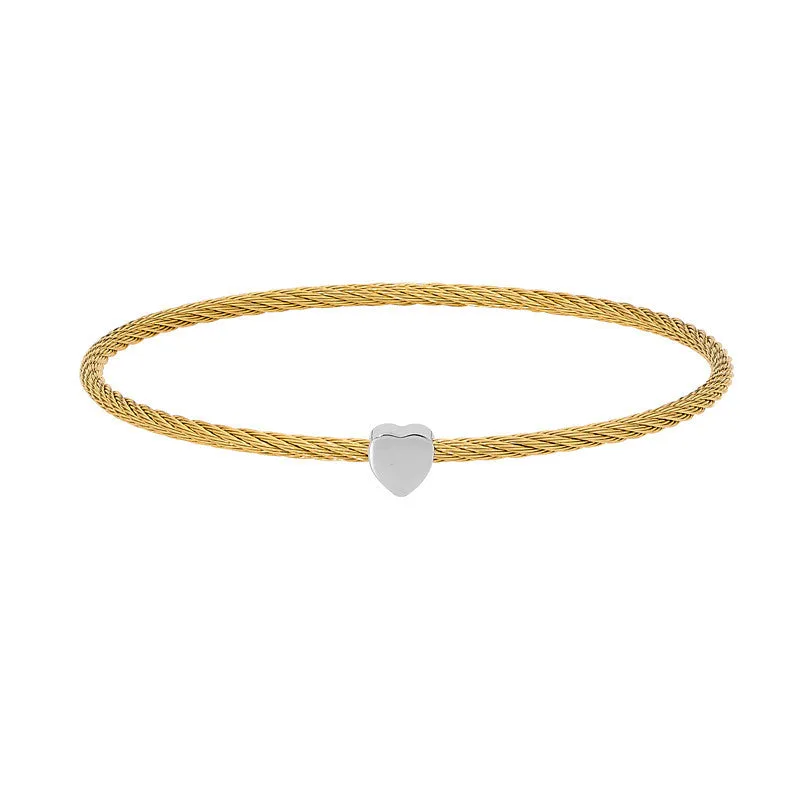 GEORGINI MINI HEART GOLD PLATED STEEL CABLE BANGLE