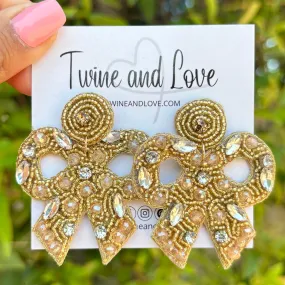 Gold Bow Beaded Earrings