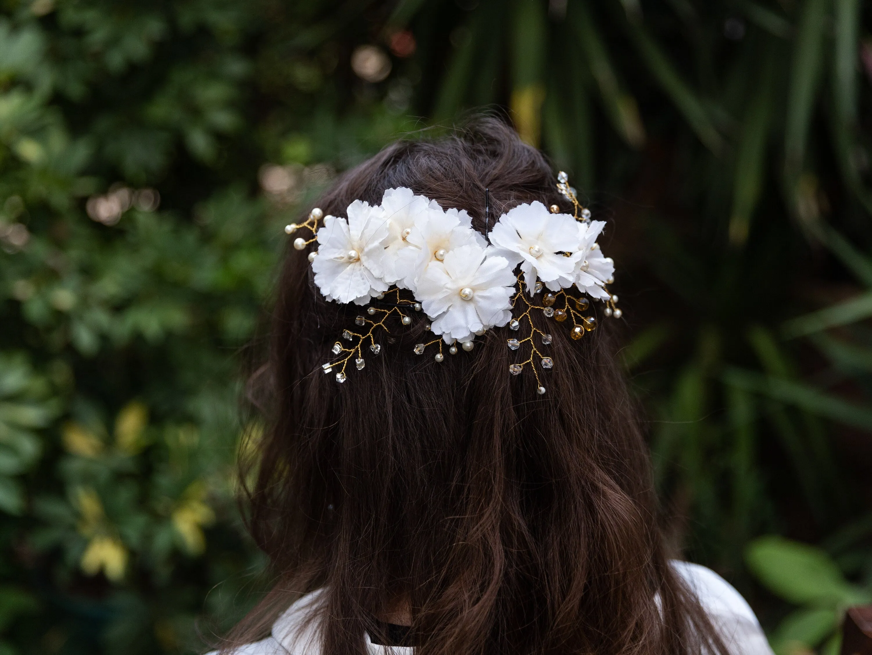 Gold Bridal Hair Vine With Ivory Flowers, Wedding Comb, Wedding Hair Piece, Wedding Hair Comb, Hair Vine Wedding, Gold Hair Jewelry ~H-17