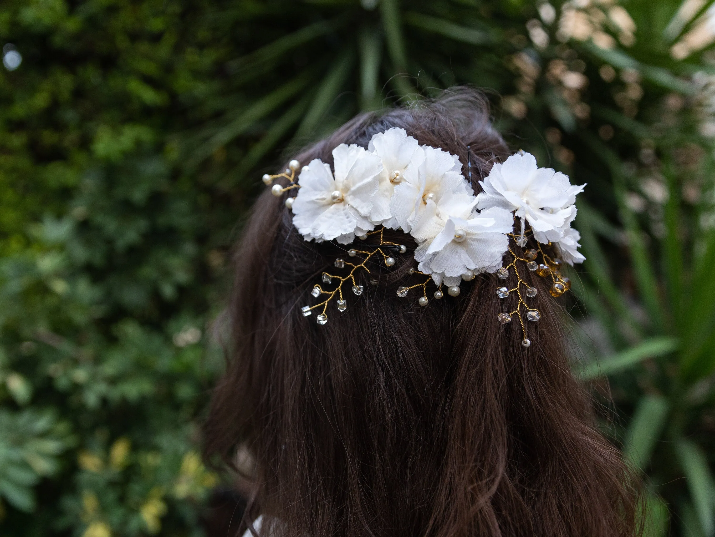 Gold Bridal Hair Vine With Ivory Flowers, Wedding Comb, Wedding Hair Piece, Wedding Hair Comb, Hair Vine Wedding, Gold Hair Jewelry ~H-17