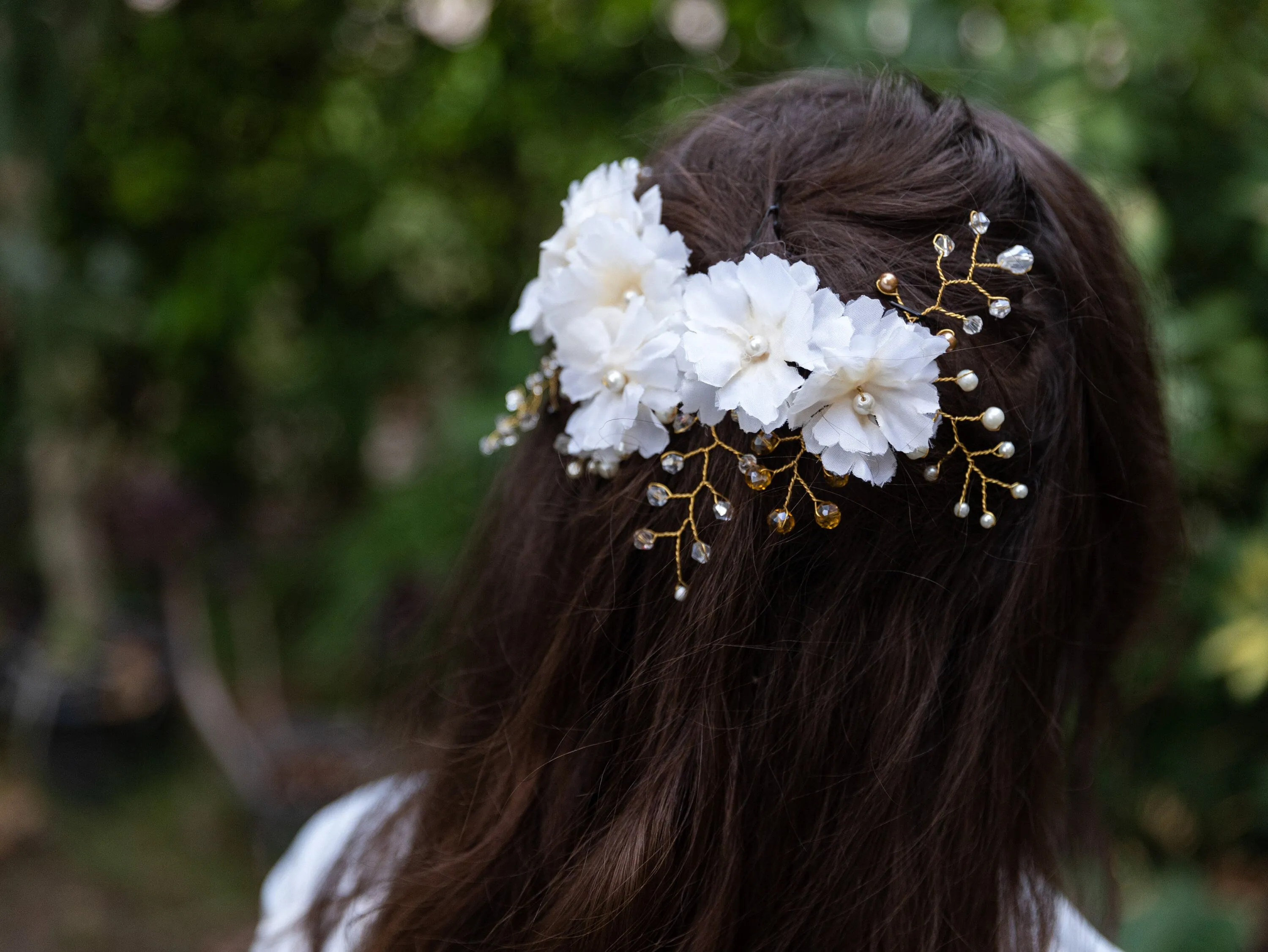 Gold Bridal Hair Vine With Ivory Flowers, Wedding Comb, Wedding Hair Piece, Wedding Hair Comb, Hair Vine Wedding, Gold Hair Jewelry ~H-17