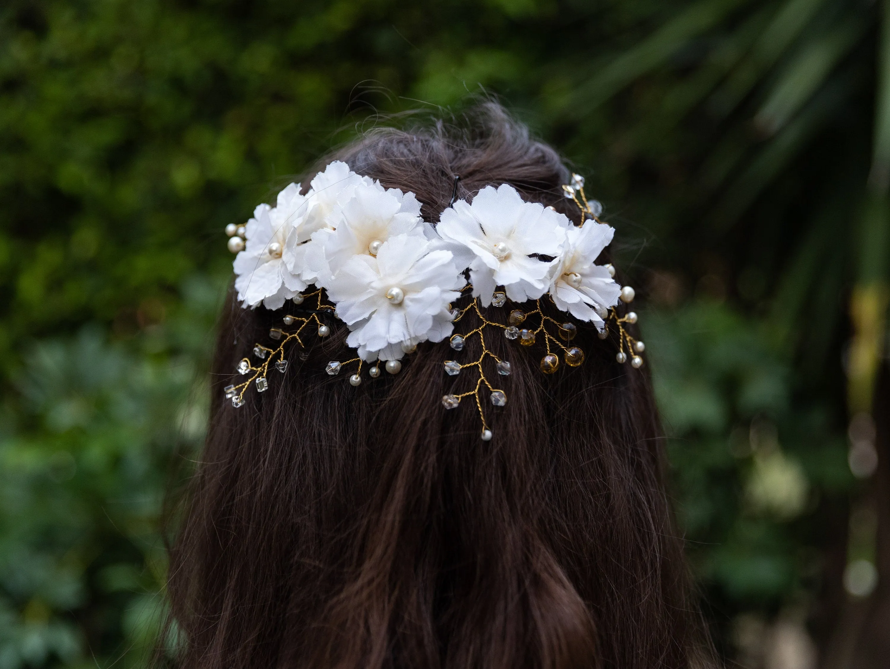 Gold Bridal Hair Vine With Ivory Flowers, Wedding Comb, Wedding Hair Piece, Wedding Hair Comb, Hair Vine Wedding, Gold Hair Jewelry ~H-17