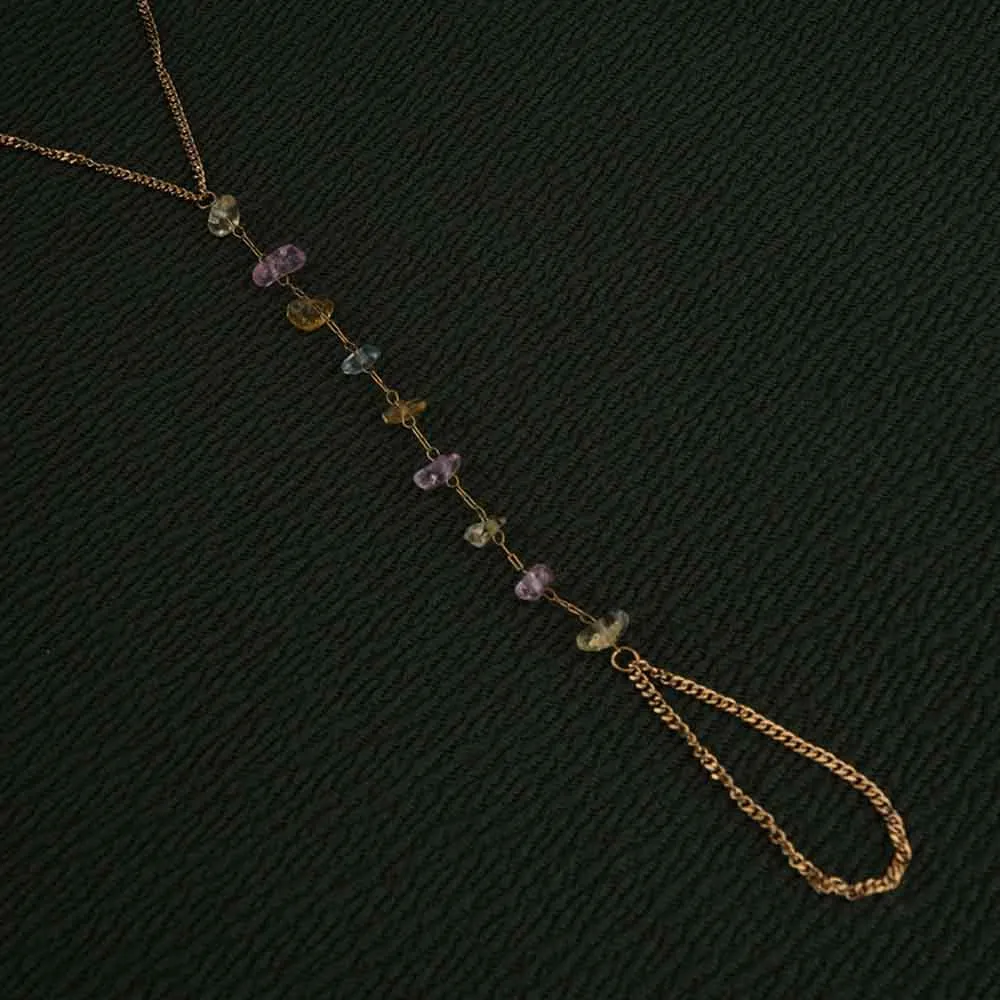 Gold Gemstone Hand Chain Bracelet