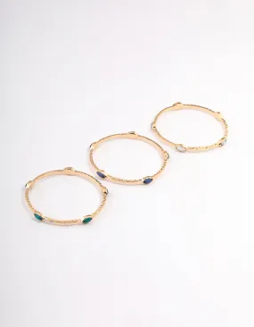 Gold Hammered Stone Bracelet Pack