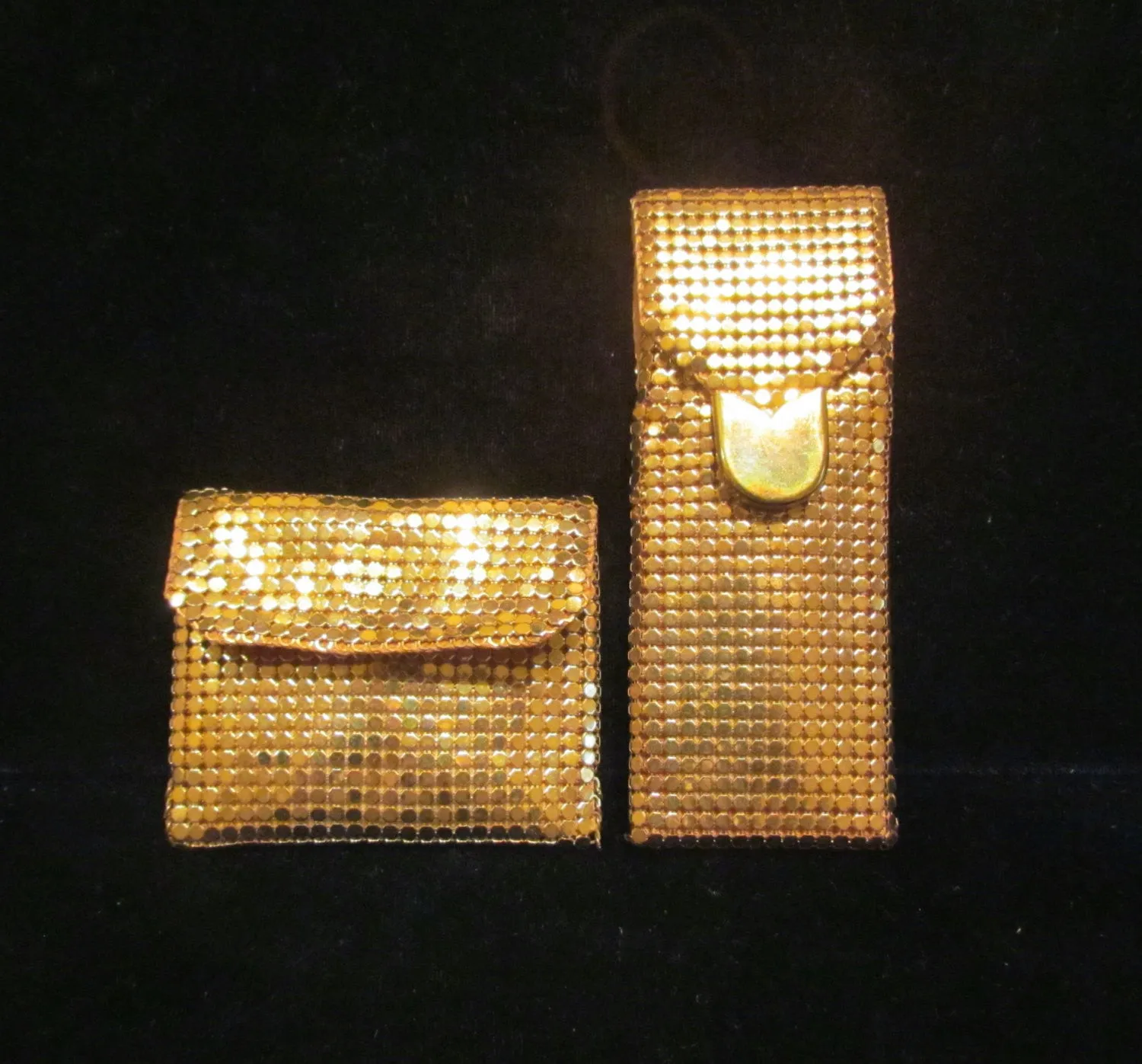 Gold Mesh Comb And Mirror Purse Accessories Vintage Holder Set 1940's Whiting & Davis