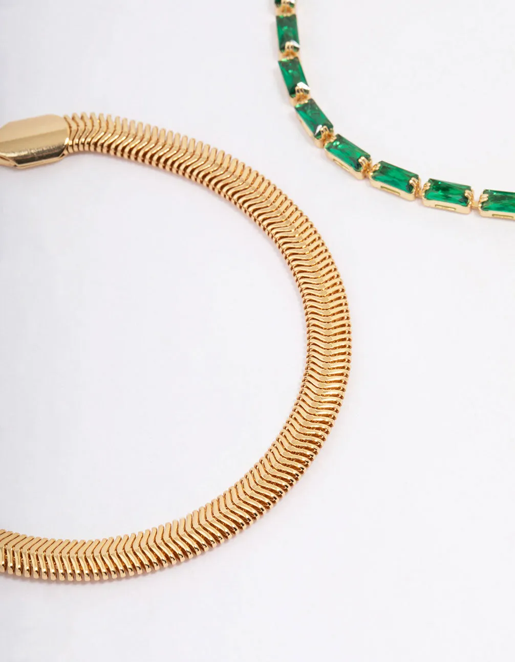 Gold Plated Baguette & Snake Bracelet Pack