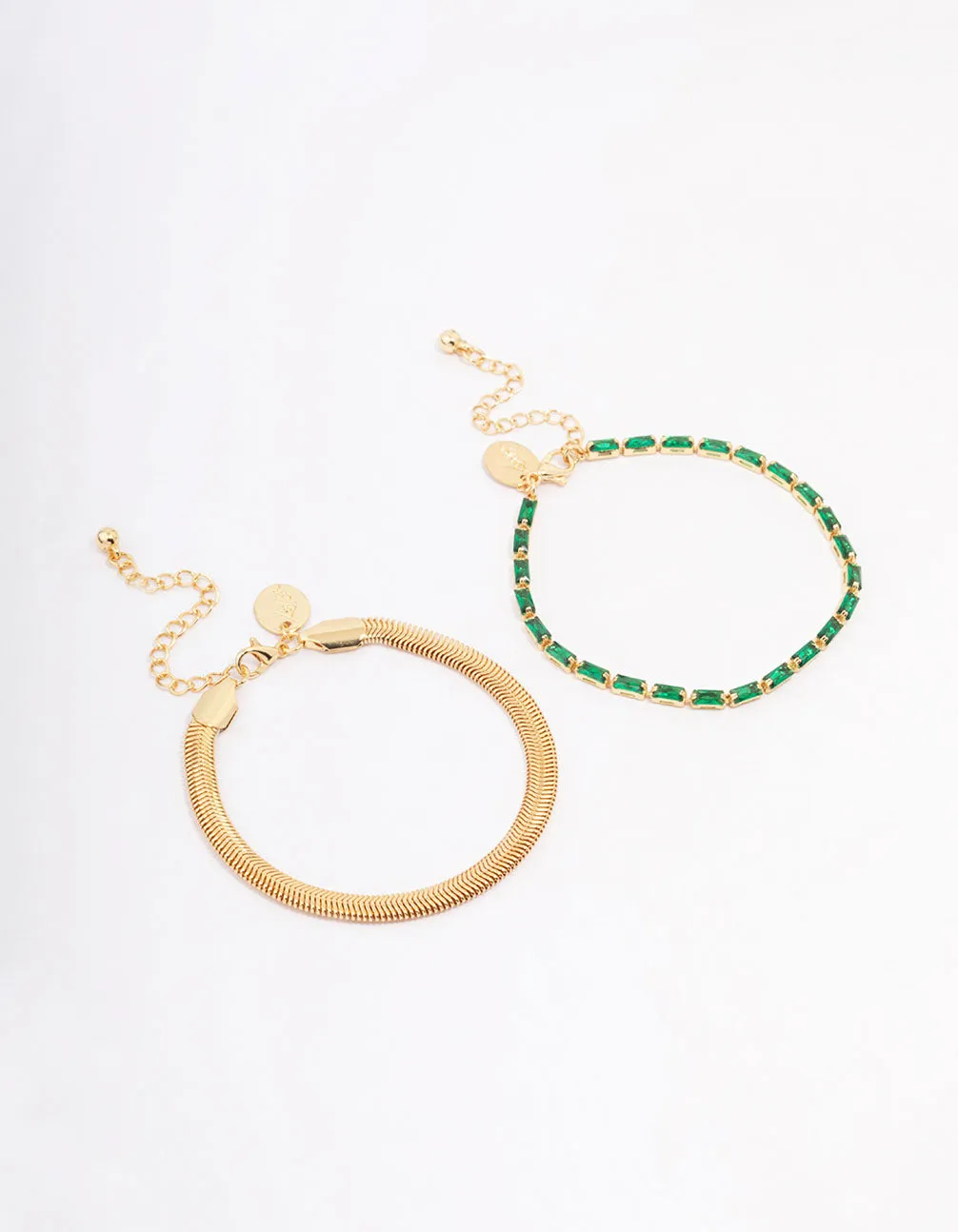 Gold Plated Baguette & Snake Bracelet Pack