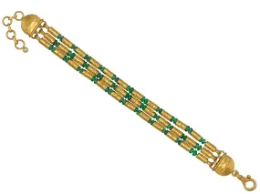 Gold Tube & Emerald Bead Bracelet