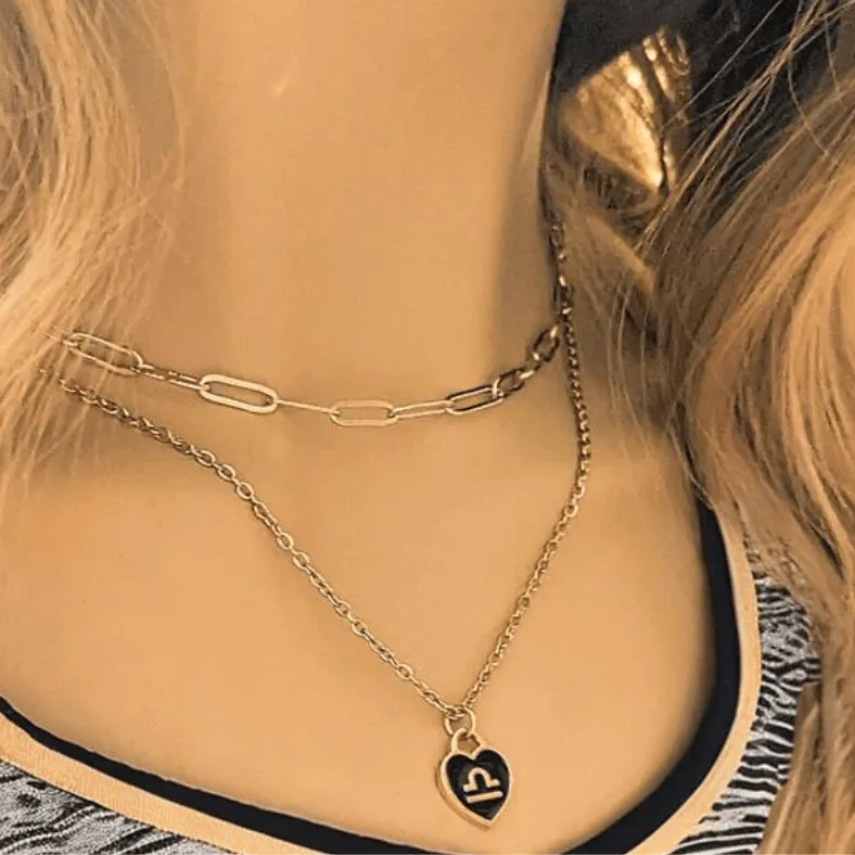 Gold Zodiac Sign Heart Necklace - 20 inches