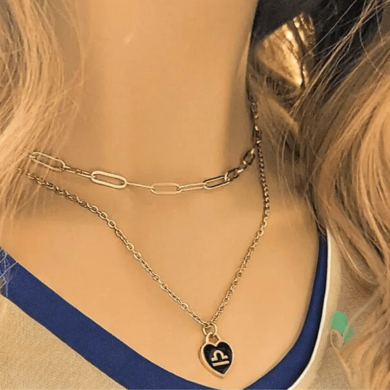 Gold Zodiac Sign Heart Necklace - 20 inches