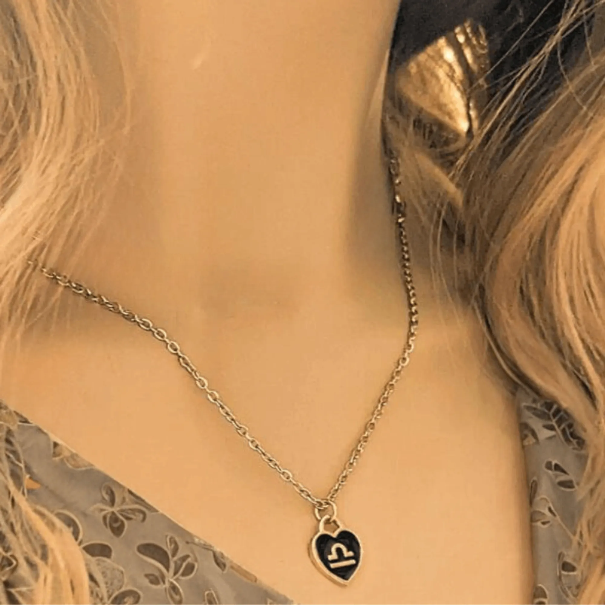 Gold Zodiac Sign Heart Necklace - 20 inches