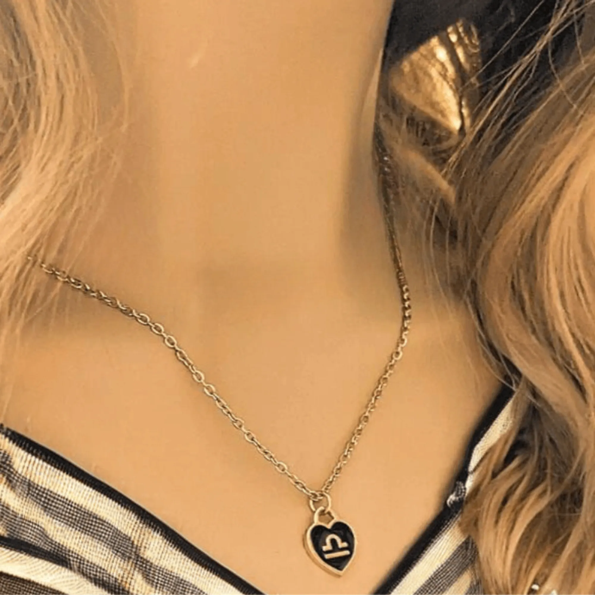 Gold Zodiac Sign Heart Necklace - 20 inches