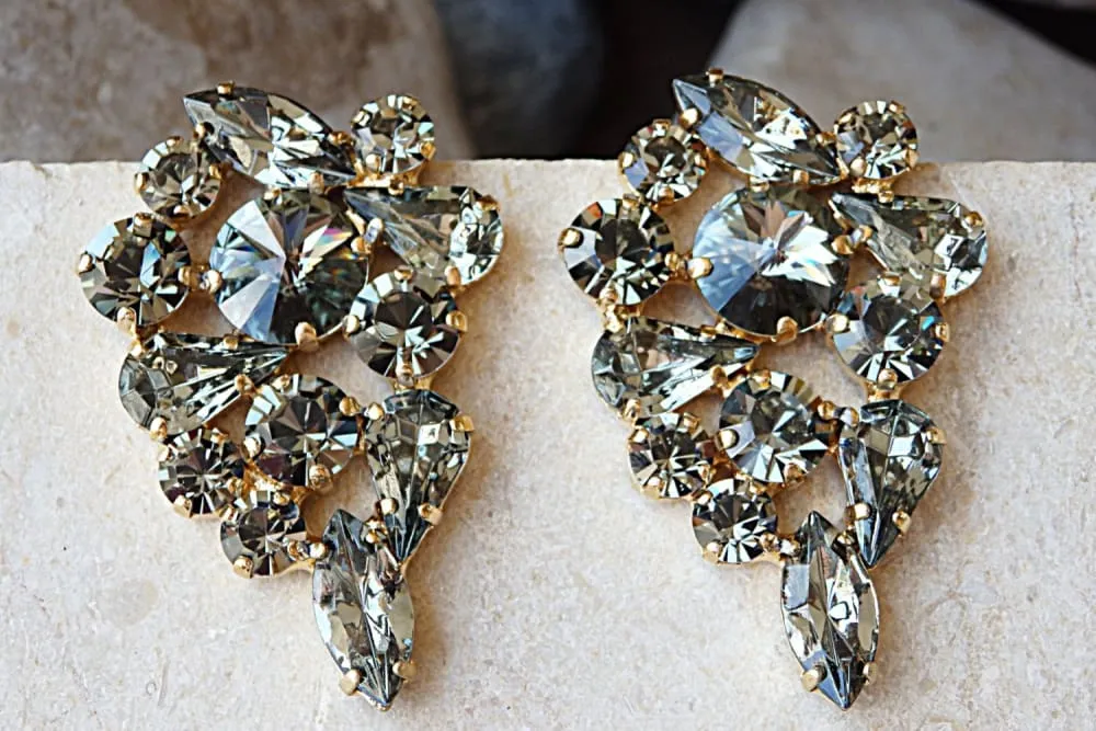 Gray Cluster Earrings