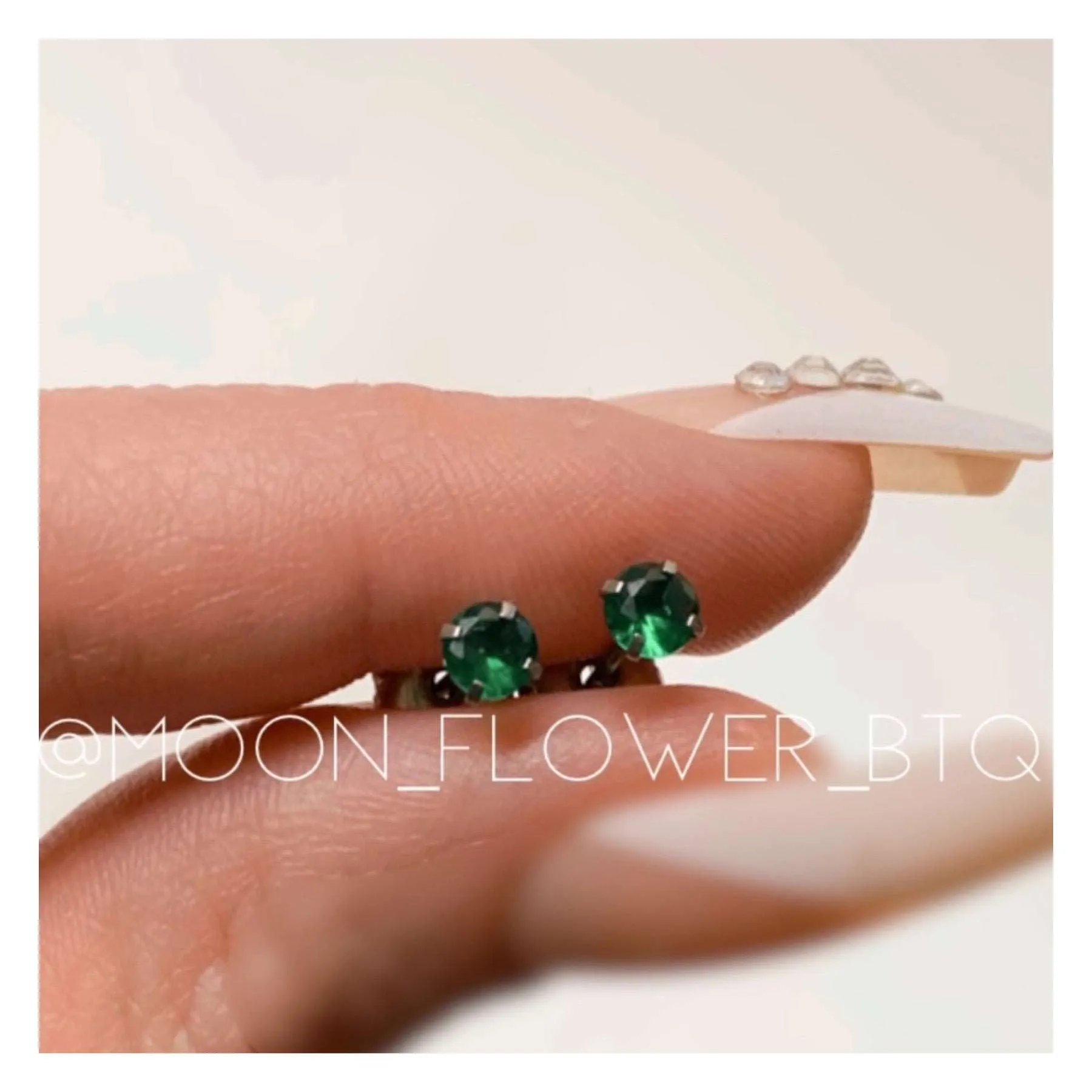 Green CZ Stud Earrings