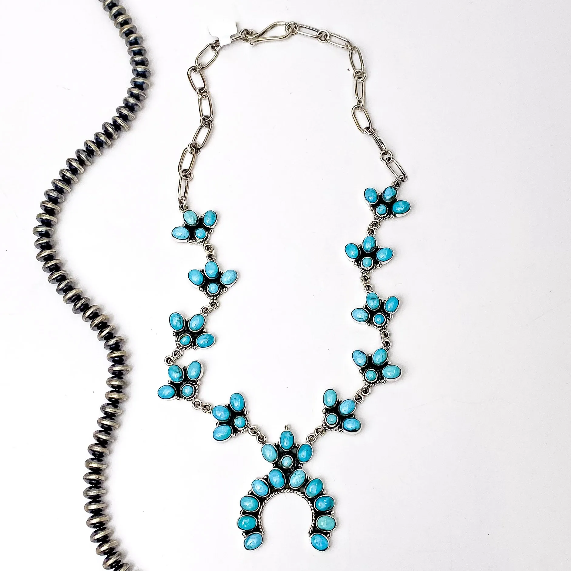 Hada Collection | Handmade Sterling Silver and Kingman Turquoise Naja Pendant Necklace