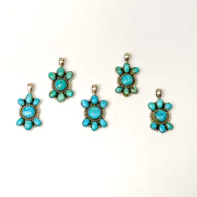 Hada Collection | Handmade Sterling Silver Seven Stone Cluster Necklace Pendant with Kingman Turquoise Stones