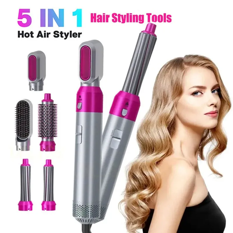 Hair Dryer Comb Multi Functional 5 In1 Hair Curling Straightening Hair Styling Comb Straightener Curler