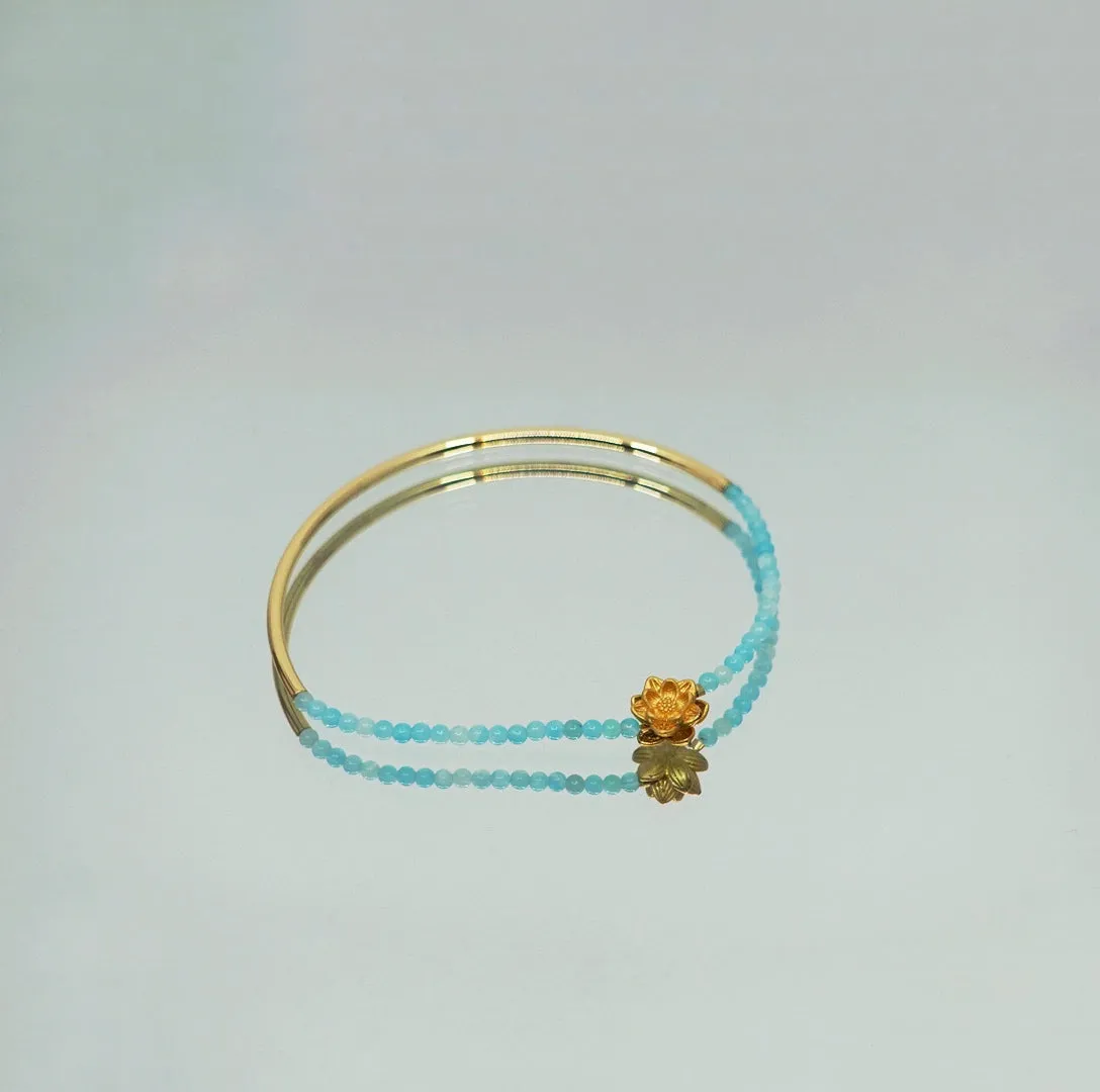 Half Bangle Lotus Amazonite Bracelet