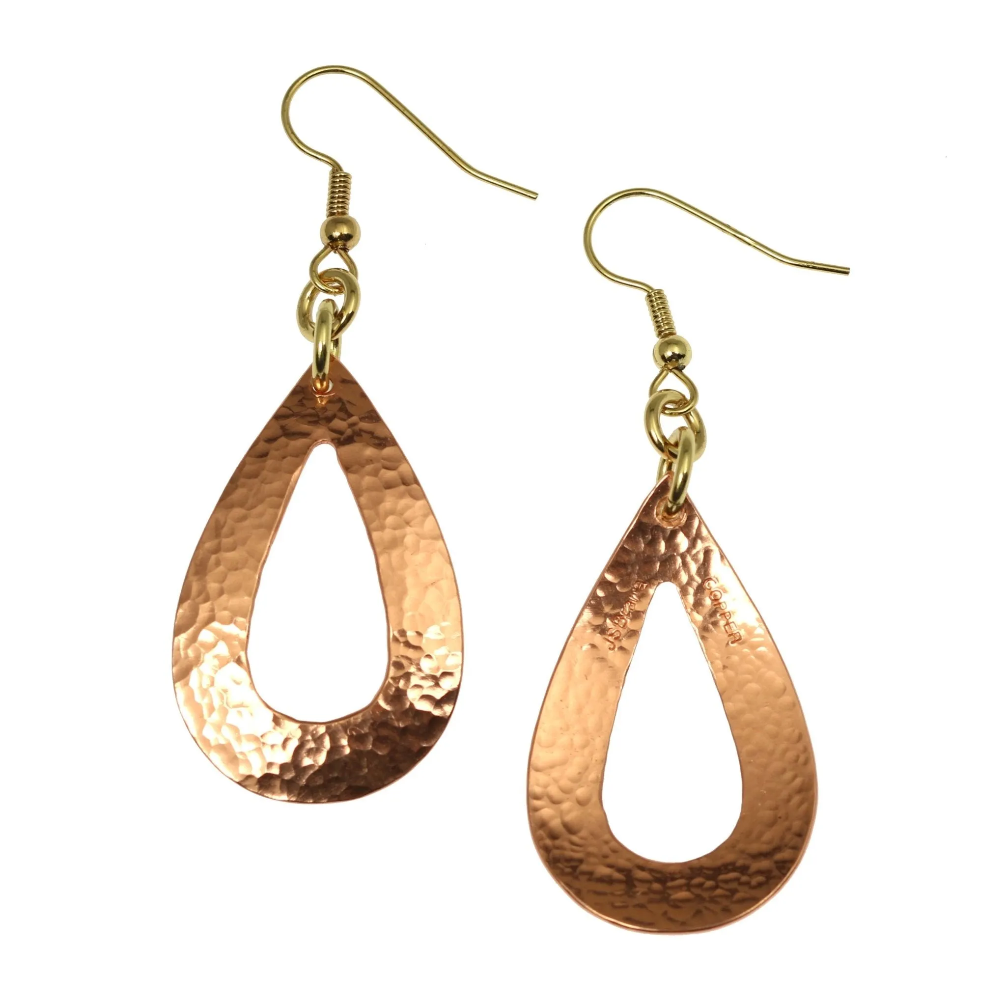 Hammered Copper Open Teardrop Earrings