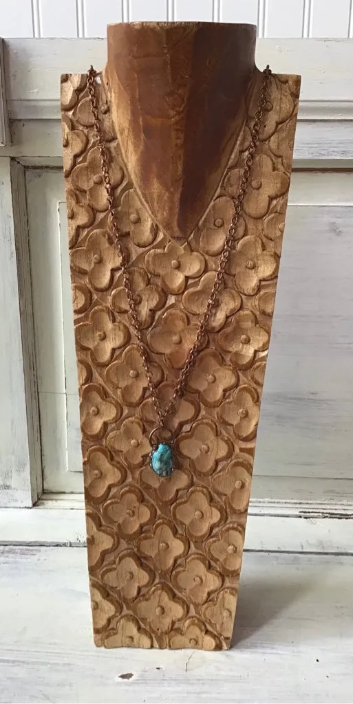 Handmade Copper Necklace w/ Turquoise Pendant