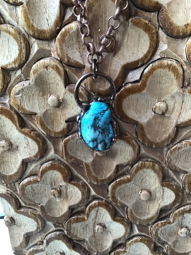 Handmade Copper Necklace w/ Turquoise Pendant