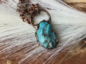 Handmade Copper Necklace w/ Turquoise Pendant