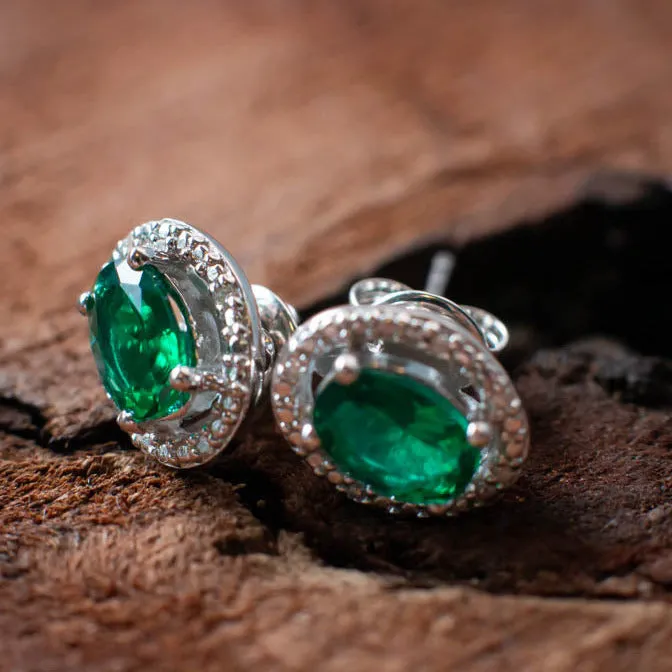 Harmony and Balance: Emerald and Diamond Stud Earrings