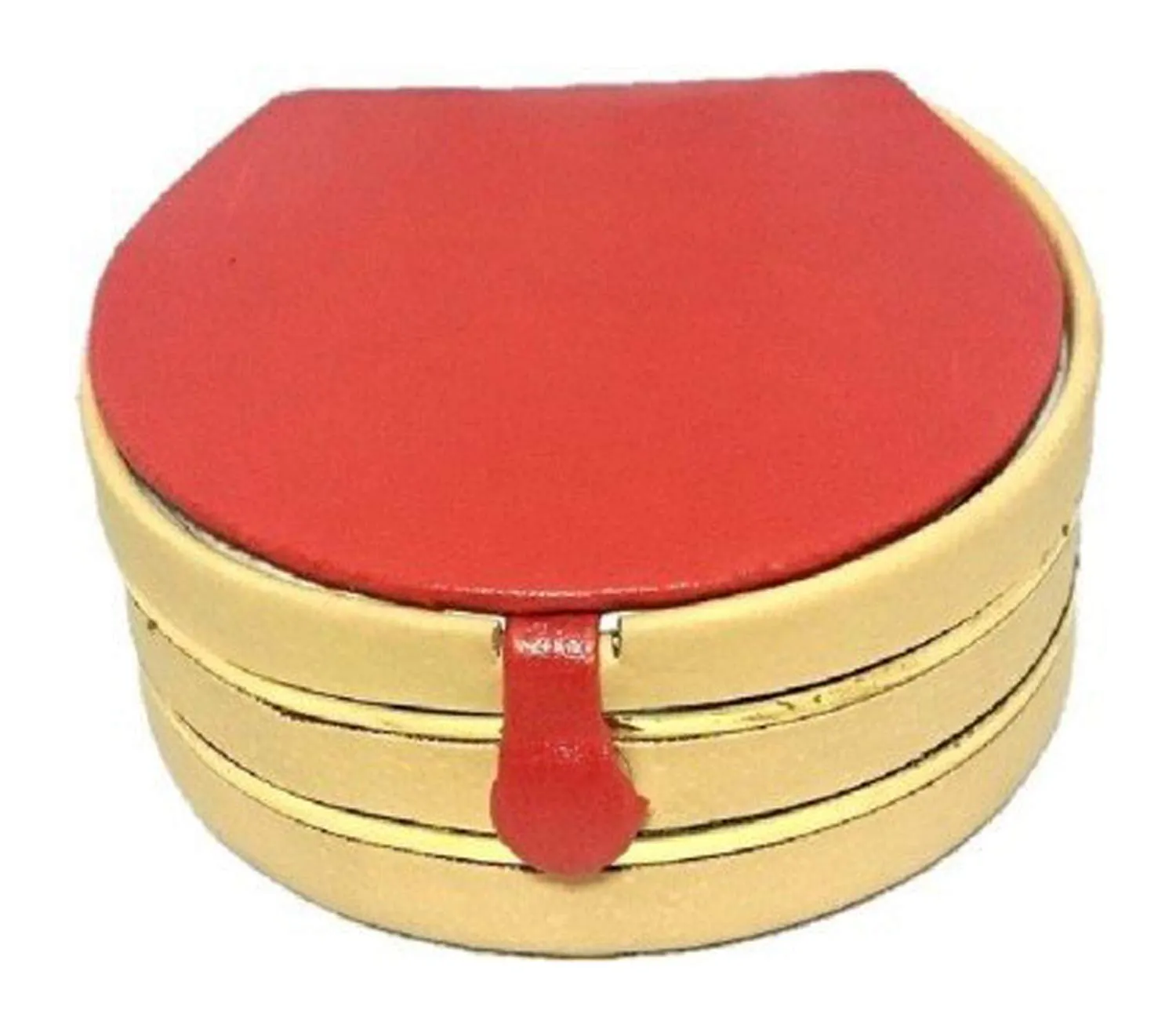 Heart Home Wooden 2 Pieces Velvet Small Round Bangle Box (Maroon) - CTHH18343