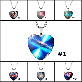 Heart Shaped Galaxy Nebula Necklace