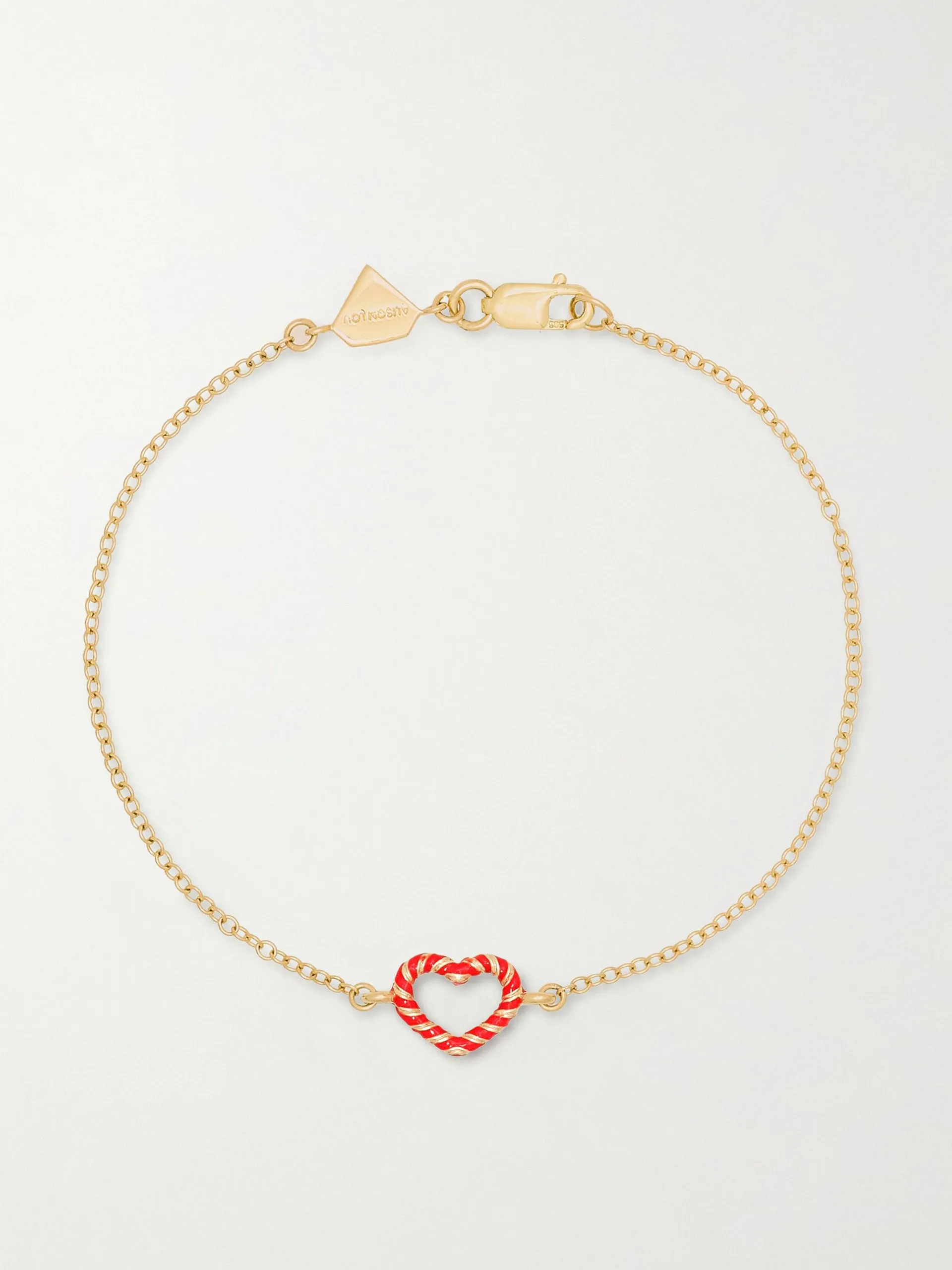 Heart Streamer 14-karat gold and enamel bracelet