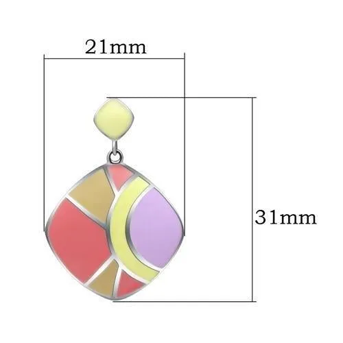 High polished (no plating) Stainless Steel Earrings with Epoxy in No Stone for Women No Stone Stone Color Style TK279