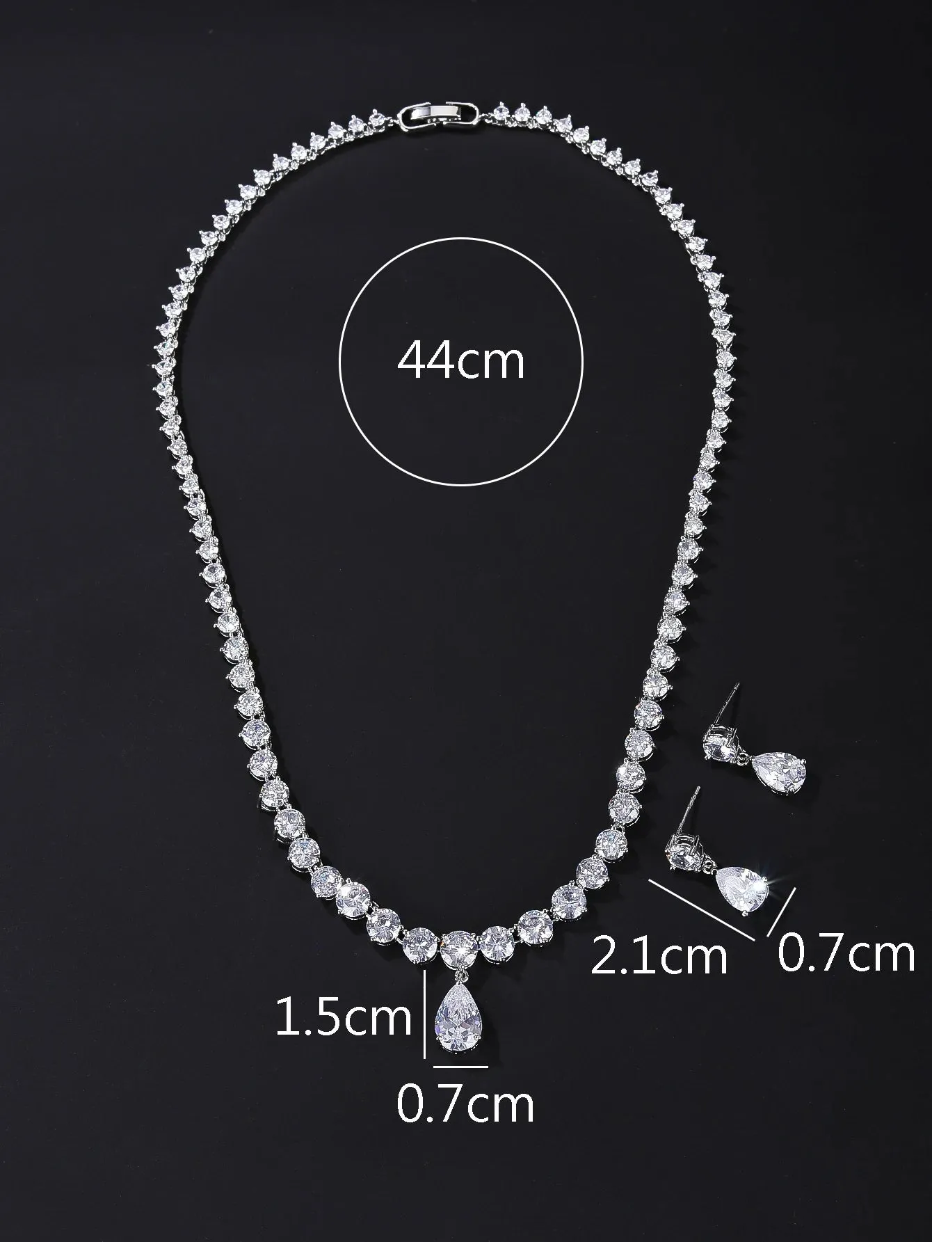 High Quality Cubic Zirconia Bridal Wedding Jewelry Water Drop Necklace And Earrings Set Lady Party Accessories CN10466