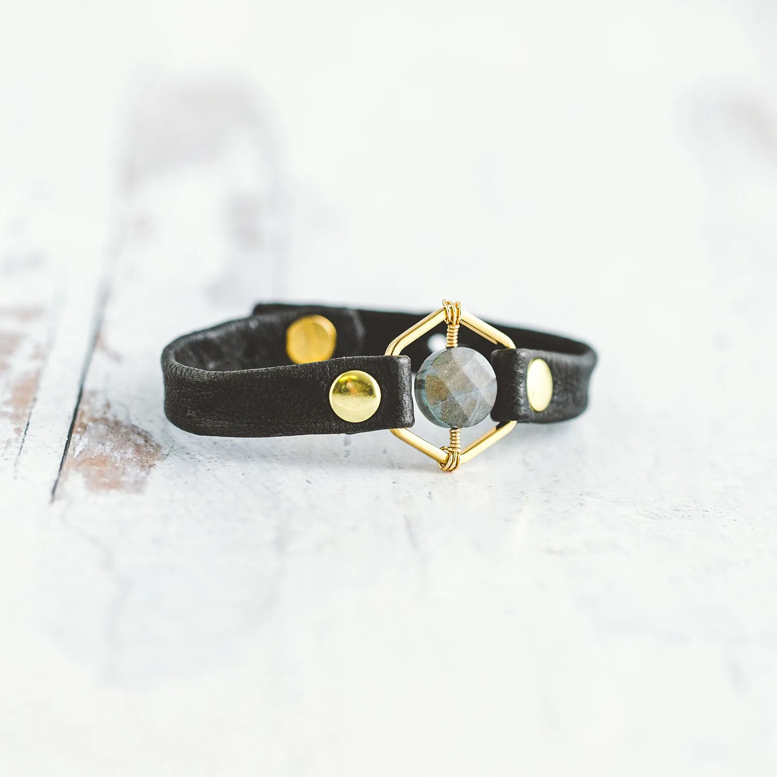 Honeycomb Bracelet - Gold - Labradorite