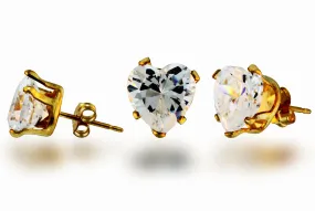 HRT-CZGLD Women's Wholesale Gold Filled Heart CZ Stud Earrings