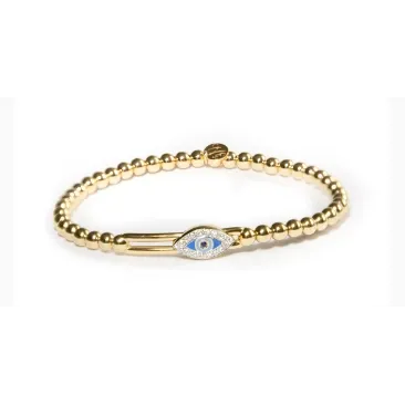 Hulchi Belluni 18K Yellow Gold Evil Eye Stretch Bracelet