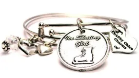 Ice Skating Girl Expandable Bangle Bracelet Set