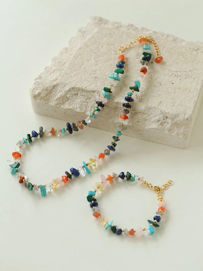 Irregular Colored Stone Natural Stone Bead Necklace