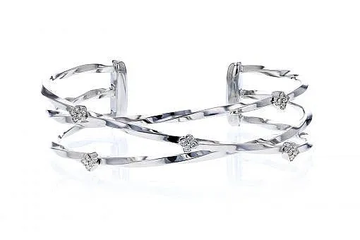 Italian Sterling Silver Bangle Bracelet with 0.30ct diamonds