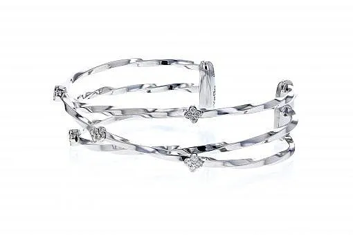 Italian Sterling Silver Bangle Bracelet with 0.30ct diamonds