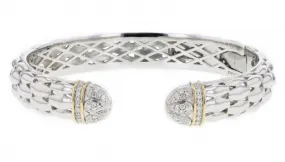 Italian Sterling Silver Bracelet with 0.60ct. diamonds and 14K solid yellow gold accents